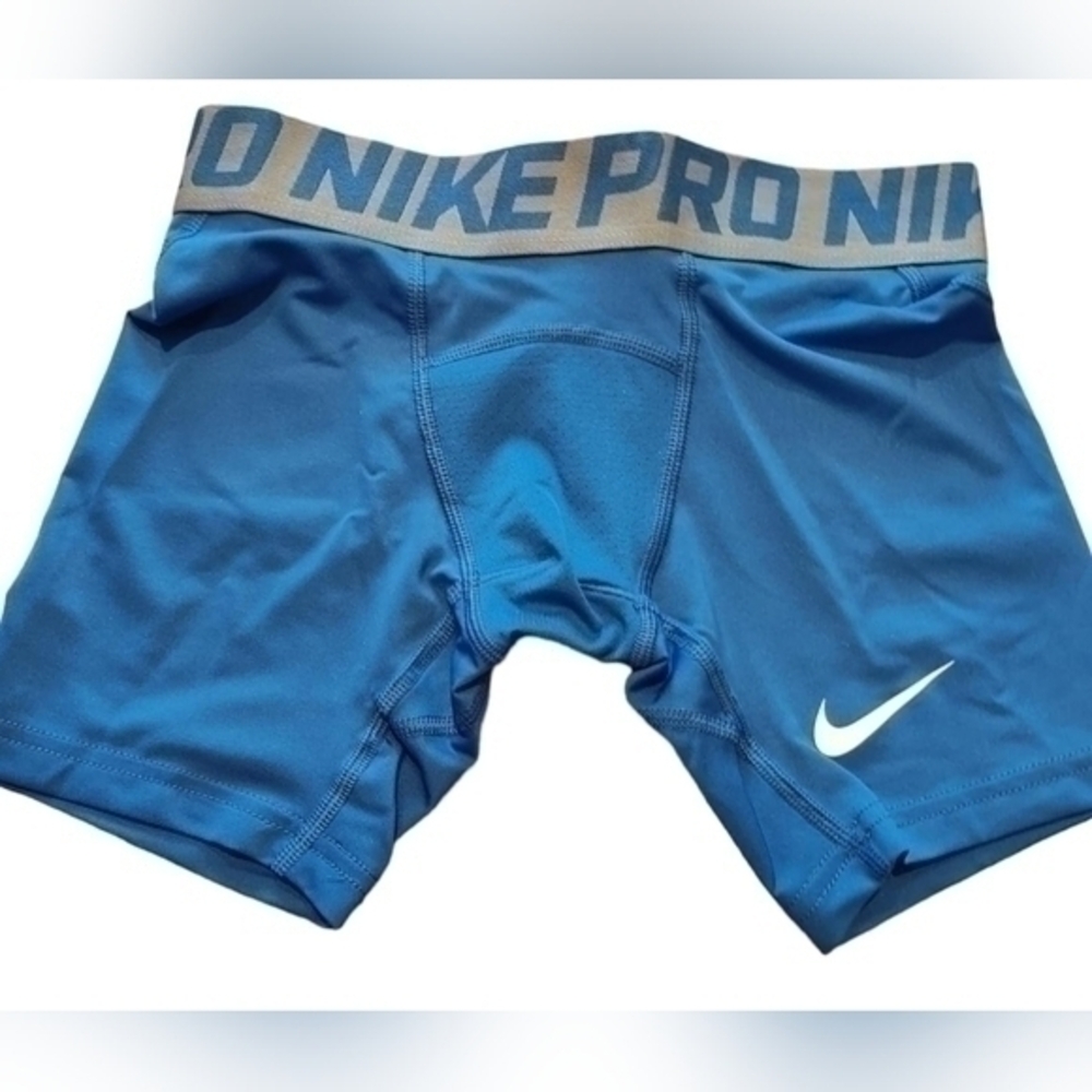 Nike Boys Long Compression Training Shorts - Small Royal Blue